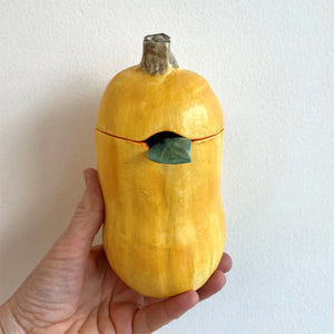 Pumpkin Salt Cellar with Leaf Spoon